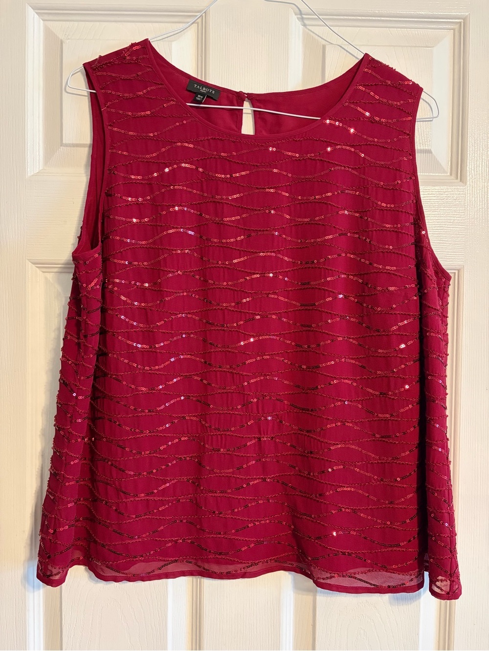 Talbots Silk Shell Top Size 16W Burgundy Sleeveless Lined Dressy Blouse